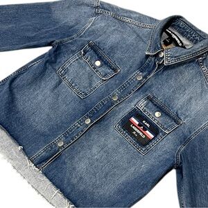 Karl Lagerfeld ombré cropped denim shirt